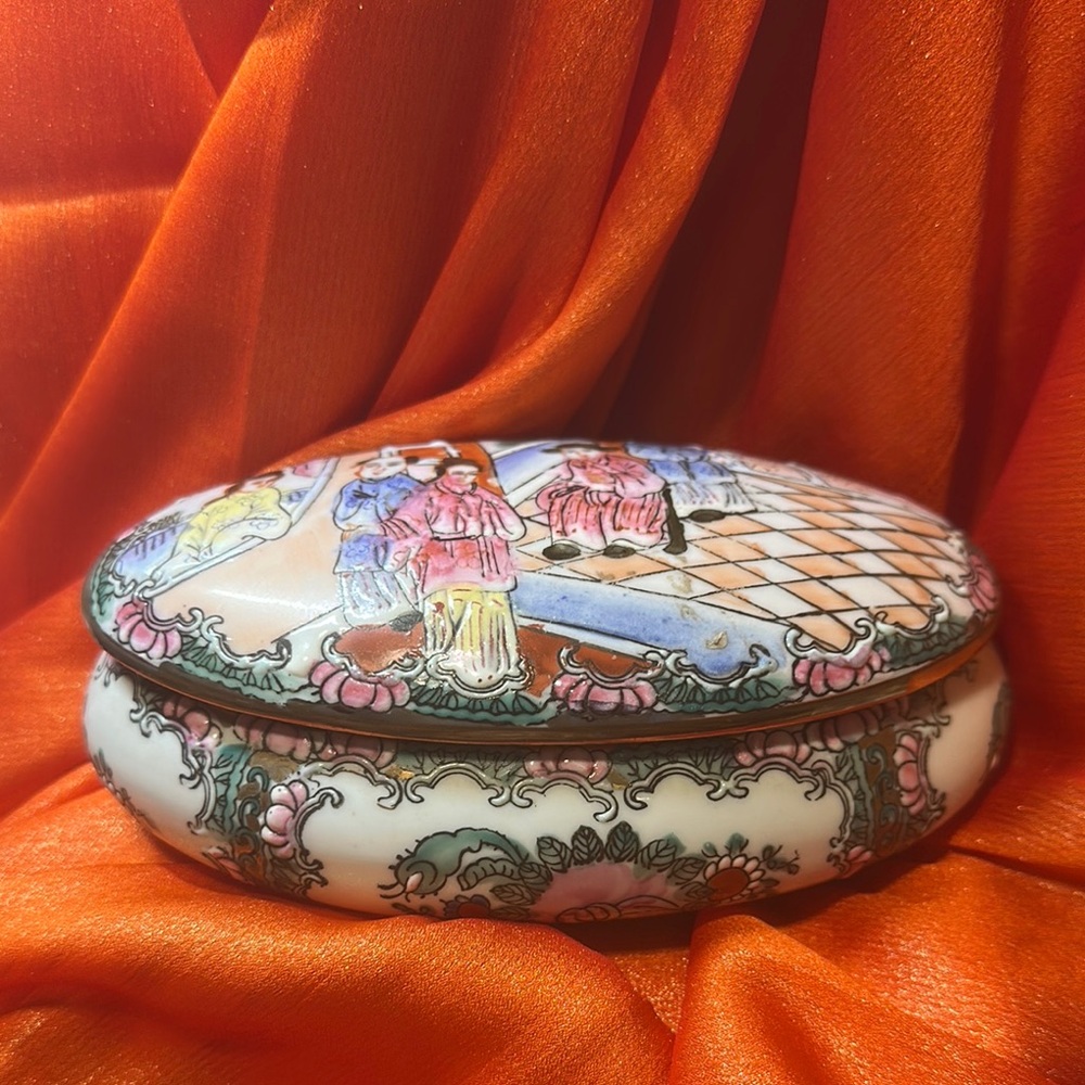 Japan Multicolor Decorative Trinket Oval Container